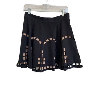 Kaii Mini Flare Zippered Black Skirt